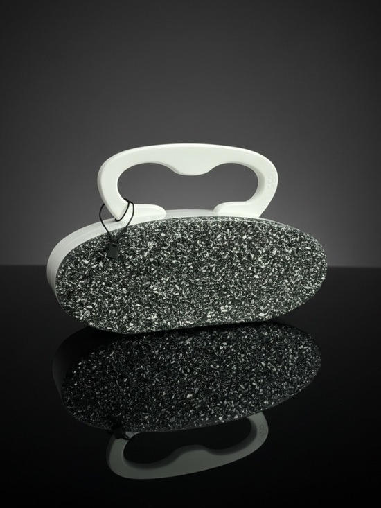 Edie Parker Handbags - Edie Parker Silver Glitter Oval Clutch with White Handle Accent NWOT
